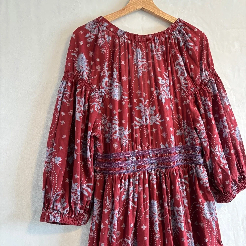 Free People Golden Hour Floral Red Maxi Dress Large - Picture 11 of 13